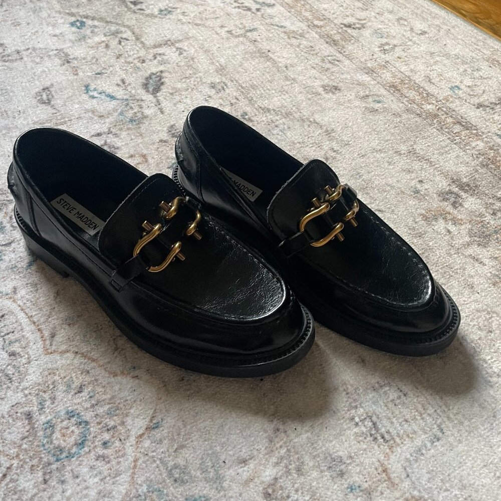 Steve Madden Kalon Loafer - Black Leather Size 8